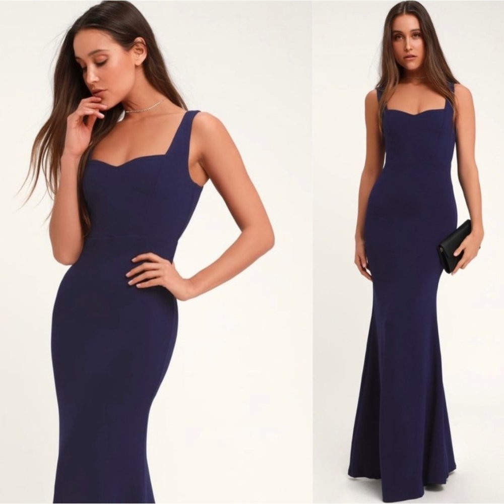 (NWOT) Lulus Sweetest Thing lovely navy blue Maxi Dress blue size S